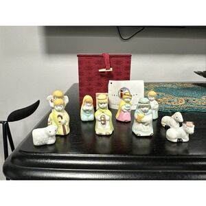 Christmas Nativity Set 11 Figurines Ceramic 1.5" Tall Vintage